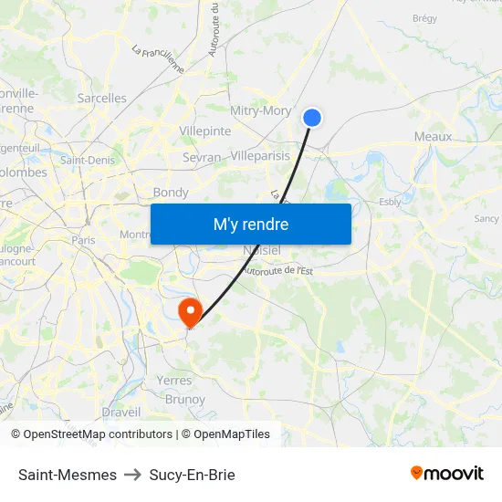 Saint-Mesmes to Sucy-En-Brie map