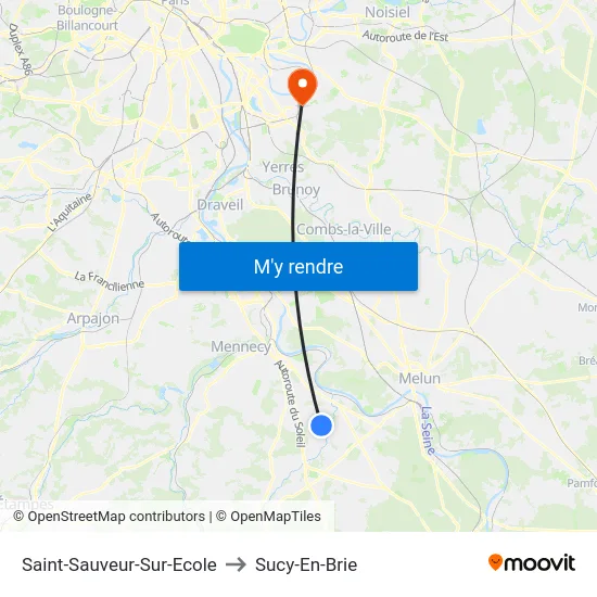 Saint-Sauveur-Sur-Ecole to Sucy-En-Brie map