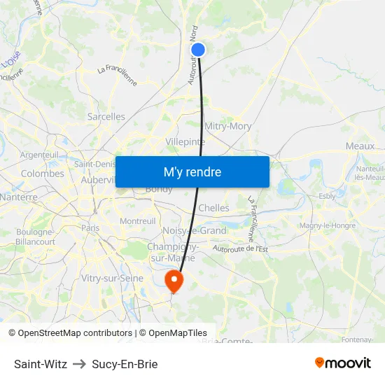 Saint-Witz to Sucy-En-Brie map