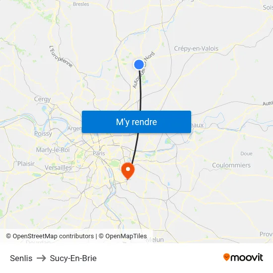 Senlis to Sucy-En-Brie map