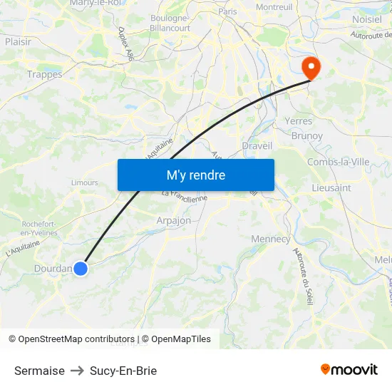 Sermaise to Sucy-En-Brie map
