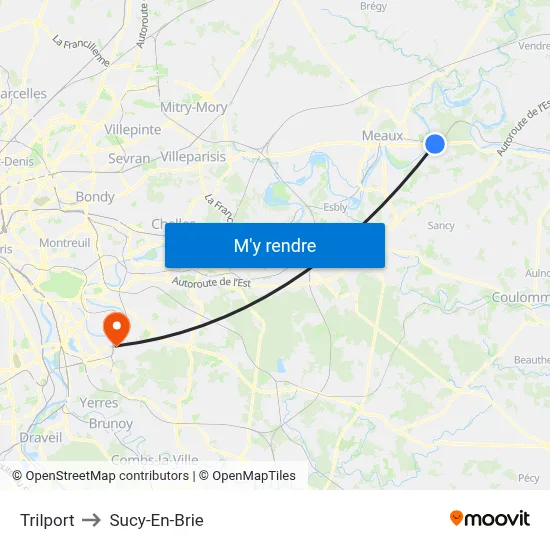 Trilport to Sucy-En-Brie map