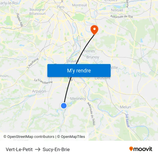 Vert-Le-Petit to Sucy-En-Brie map