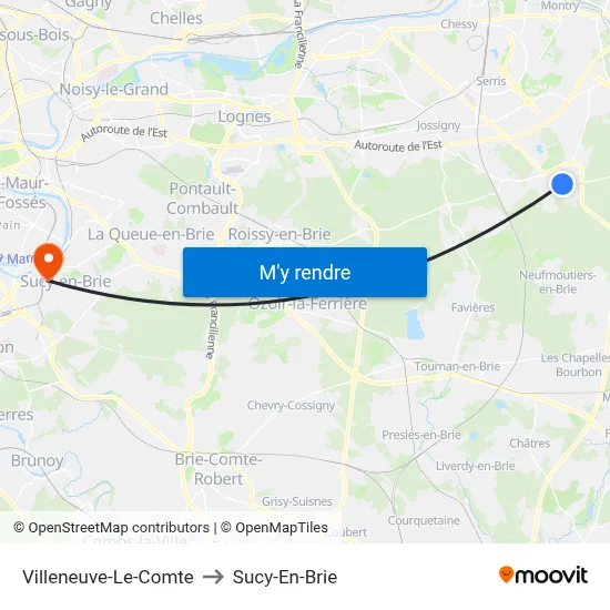 Villeneuve-Le-Comte to Sucy-En-Brie map