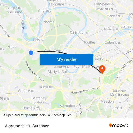 Aigremont to Suresnes map
