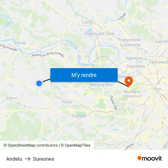 Andelu to Suresnes map