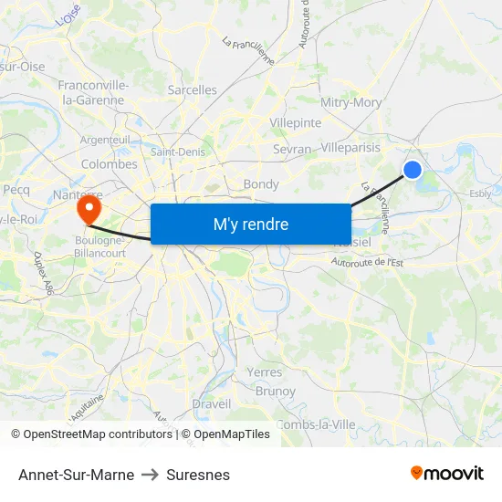 Annet-Sur-Marne to Suresnes map