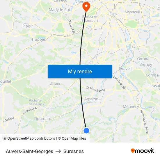 Auvers-Saint-Georges to Suresnes map