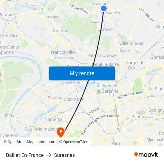 Baillet-En-France to Suresnes map