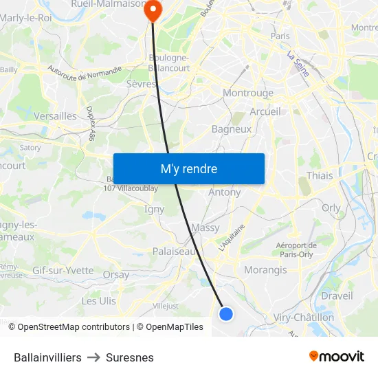 Ballainvilliers to Suresnes map