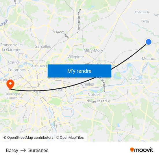 Barcy to Suresnes map