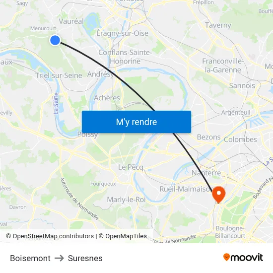 Boisemont to Suresnes map