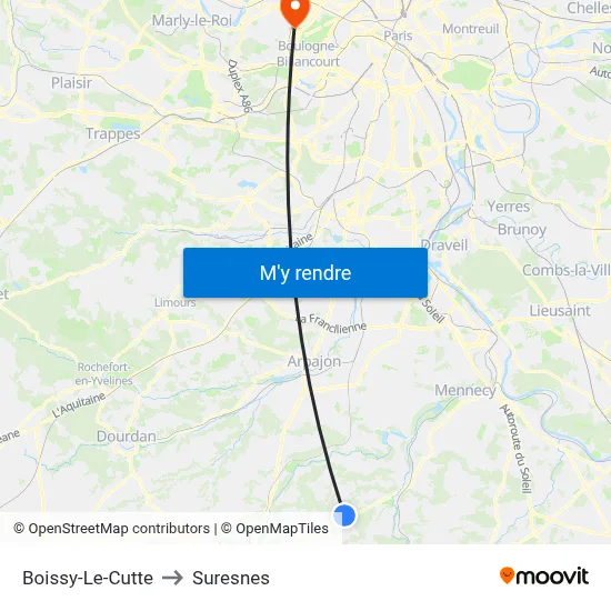Boissy-Le-Cutte to Suresnes map