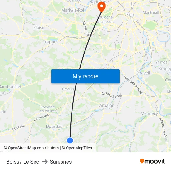 Boissy-Le-Sec to Suresnes map