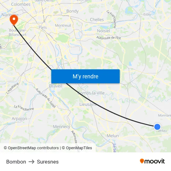 Bombon to Suresnes map