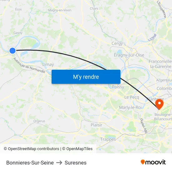 Bonnieres-Sur-Seine to Suresnes map