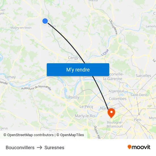 Bouconvillers to Suresnes map
