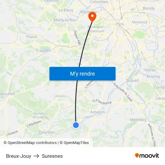 Breux-Jouy to Suresnes map