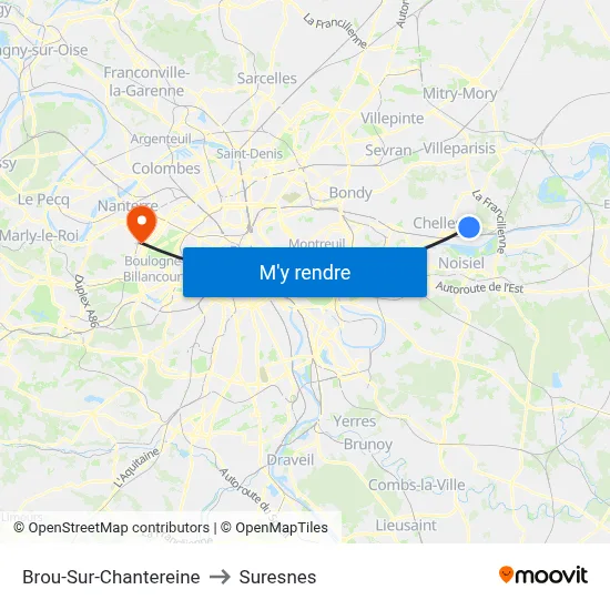 Brou-Sur-Chantereine to Suresnes map
