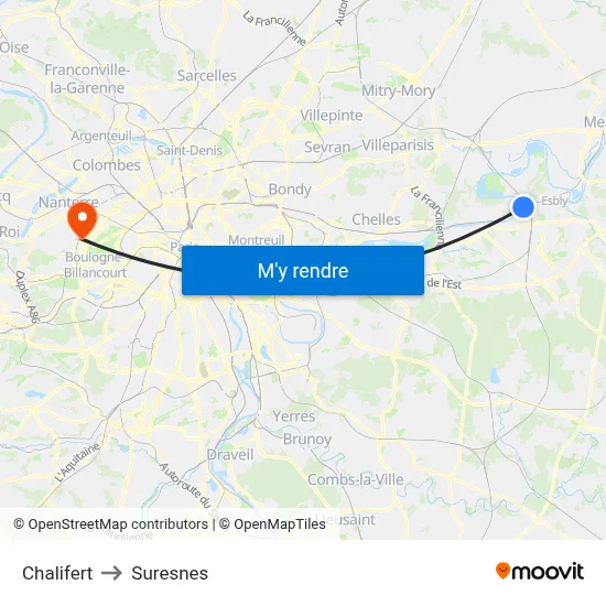 Chalifert to Suresnes map