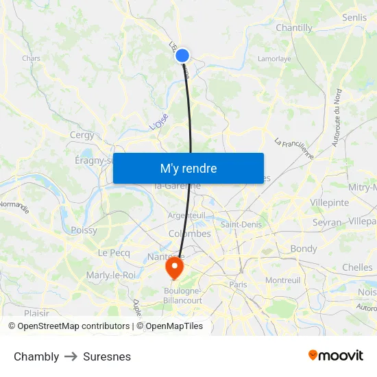 Chambly to Suresnes map