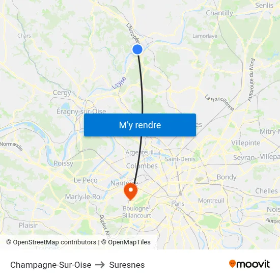 Champagne-Sur-Oise to Suresnes map