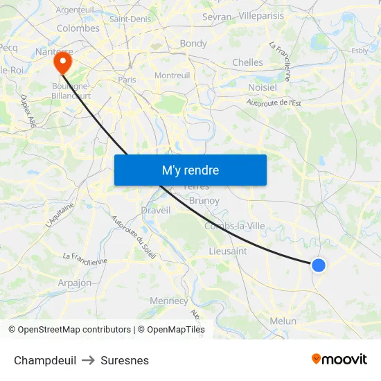Champdeuil to Suresnes map