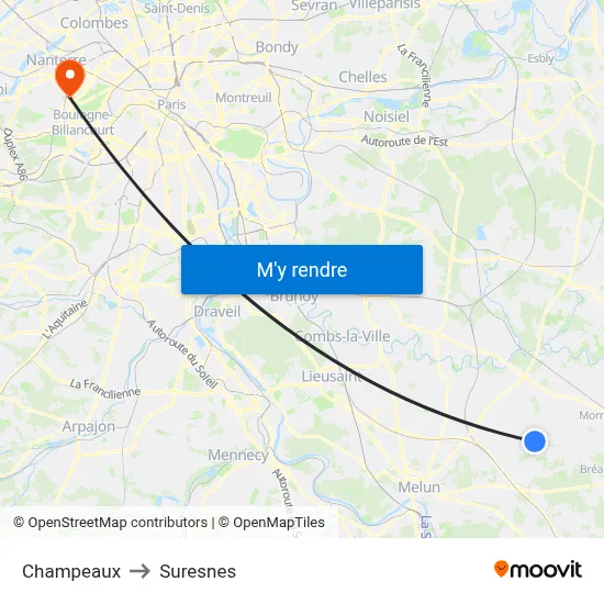 Champeaux to Suresnes map