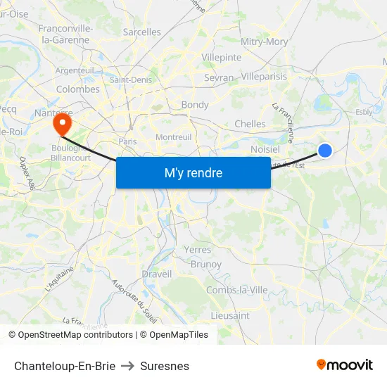 Chanteloup-En-Brie to Suresnes map