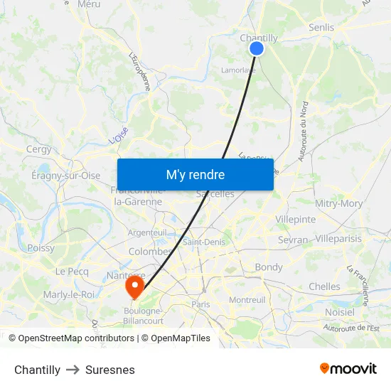 Chantilly to Suresnes map