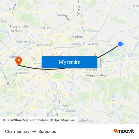 Charmentray to Suresnes map
