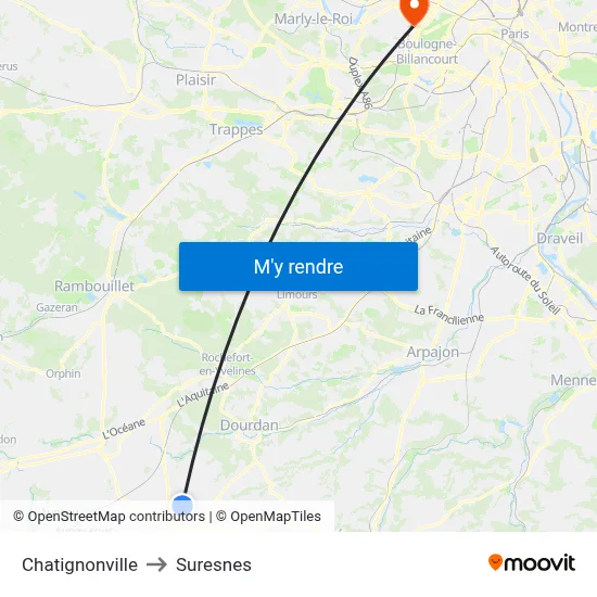 Chatignonville to Suresnes map