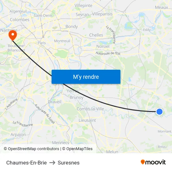 Chaumes-En-Brie to Suresnes map