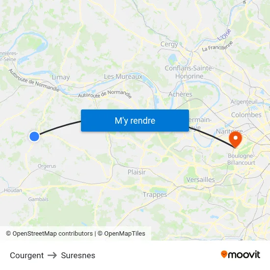 Courgent to Suresnes map