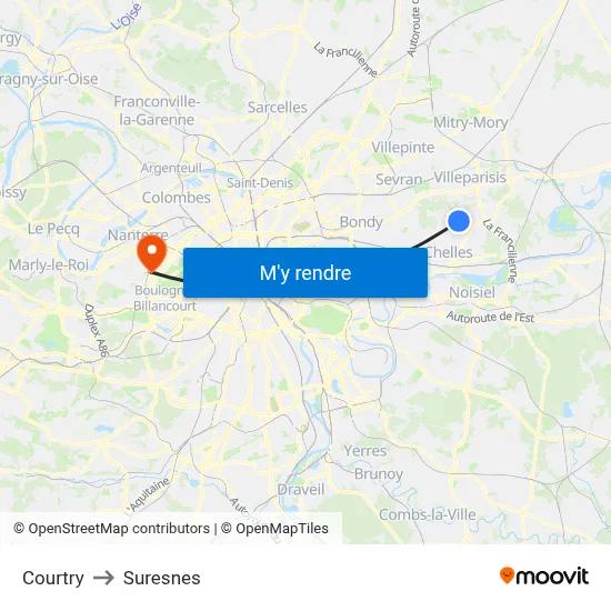 Courtry to Suresnes map
