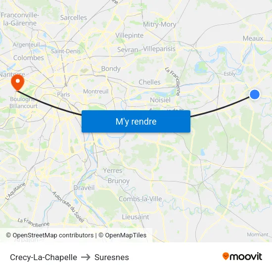 Crecy-La-Chapelle to Suresnes map