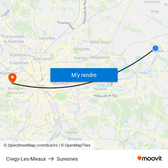 Cregy-Les-Meaux to Suresnes map