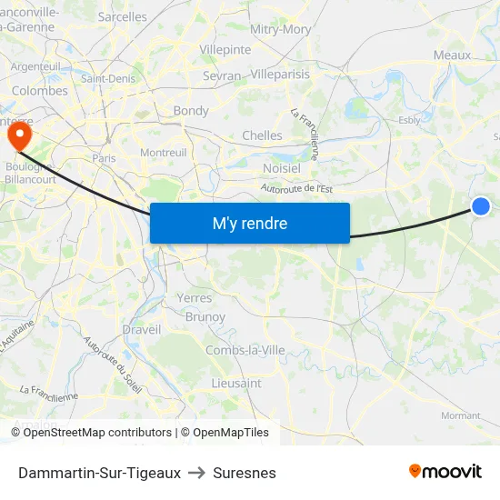Dammartin-Sur-Tigeaux to Suresnes map