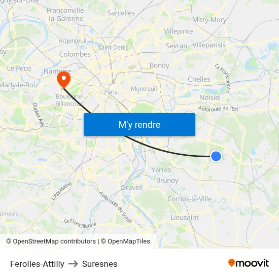 Ferolles-Attilly to Suresnes map