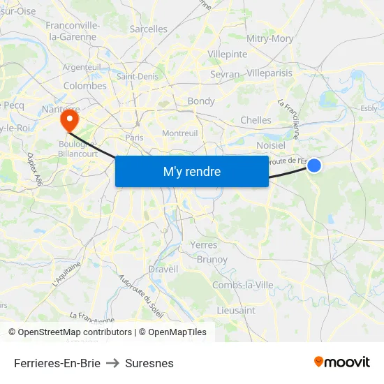 Ferrieres-En-Brie to Suresnes map