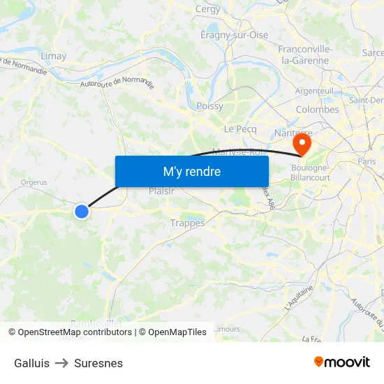 Galluis to Suresnes map