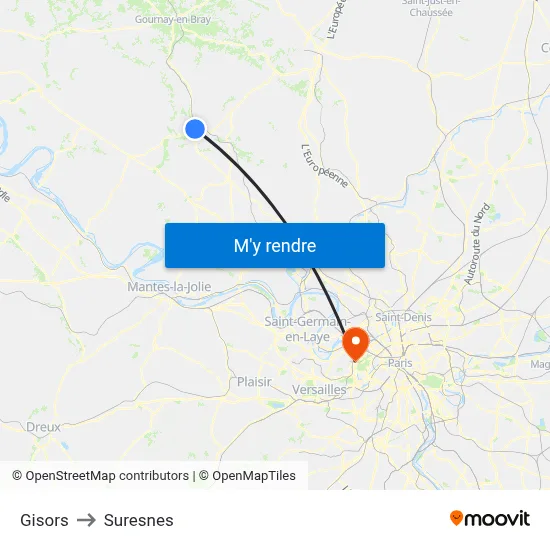 Gisors to Suresnes map