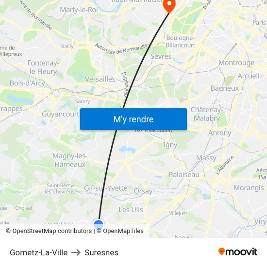 Gometz-La-Ville to Suresnes map