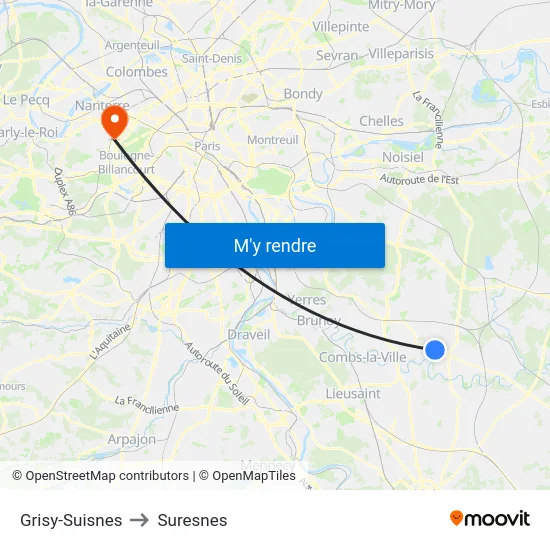 Grisy-Suisnes to Suresnes map