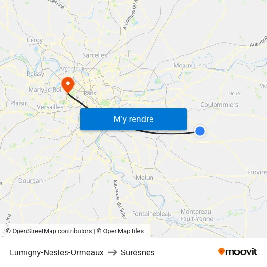 Lumigny-Nesles-Ormeaux to Suresnes map