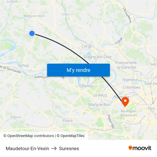 Maudetour-En-Vexin to Suresnes map