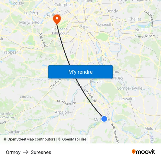 Ormoy to Suresnes map