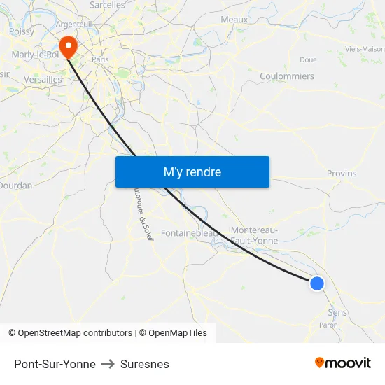 Pont-Sur-Yonne to Suresnes map