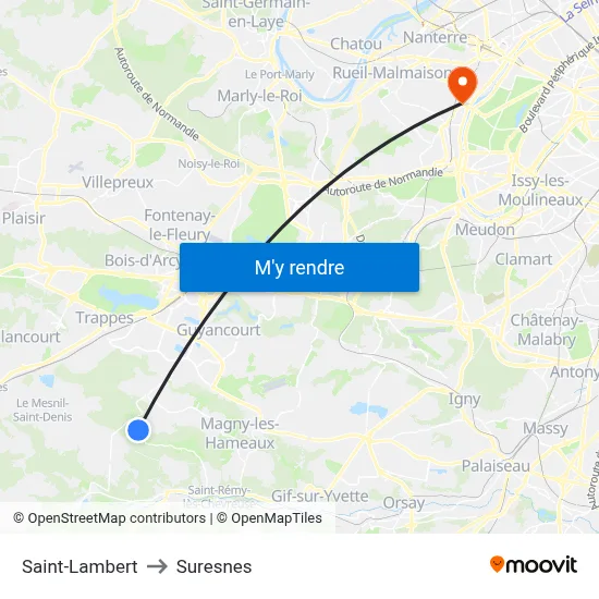 Saint-Lambert to Suresnes map