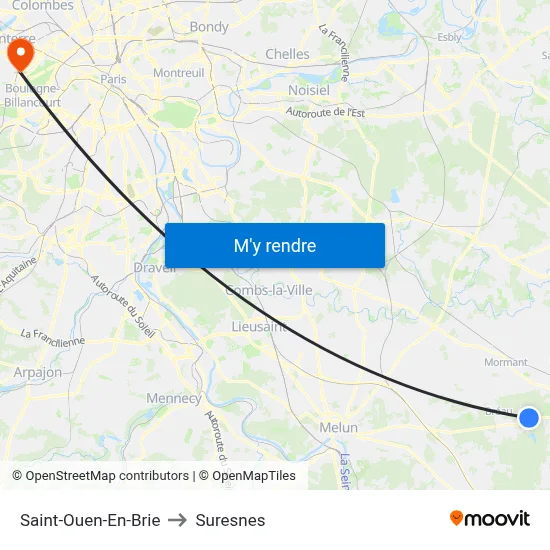 Saint-Ouen-En-Brie to Suresnes map